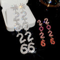 Light Luxury Alloy Rhinestone Flower 2026 Number Tassel Drop Earrings With Silver Pins view 3