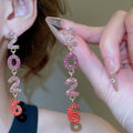 Light Luxury Alloy Rhinestone Flower 2026 Number Tassel Drop Earrings With Silver Pins view 4