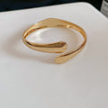 European American Glossy Metal Crossed Teardrop Leaf Open Bangle Fashion Jewelry view 4
