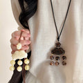 Leather Resin Cloud And Star Pendant Sweater Necklace For Women, New Chinese Ethnic Style view 1