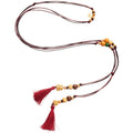 Braided Rope Wood Bead Tassel Waist Chain Necklace, New Chinese Style Convertible Belt Jewelry view 5