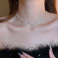 Luxury Copper Zircon Butterfly Heart Pendant Necklace Elegant Sparkly Collarbone Choker view 3