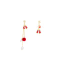 Elegant Christmas Star Bell Asymmetric Alloy Enamel Pom Pom Pearl Chain Drop Stud Earrings view 5