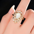 Statement Baroque Faux Opal Ring For Women Palace Style Branch Wheat Ear Jewelry Accessory view 3