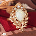 Statement Baroque Faux Opal Ring For Women Palace Style Branch Wheat Ear Jewelry Accessory view 2