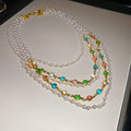 Light Luxury Faux Pearl Crystal Beaded Multilayer Geometric Round Choker Necklace view 4