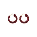 Metal Silver Needle Korean Wool Knit Round Hoop Earrings For Autumn Winter Fashion Jewelry view 5