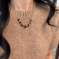 18K Gold Plated Tiger Eye Beaded Adjustable Maillard Style Sweater Necklace view 3