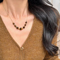 18K Gold Plated Tiger Eye Beaded Adjustable Maillard Style Sweater Necklace view 1