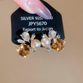 Light Luxury Alloy Rhinestone Enamel Square Pearl Flower Stud Earrings French Court Style view 3