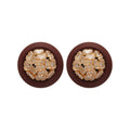18K Gold Plated Copper Red Cross Oval Geometric Stud Earrings With Silver Pins For Women view 5