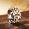 Round Combination Ring For Women, Two Tone Inlaid Zircon Light Luxury Fashion Jewelry view 3