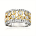 Round Combination Ring For Women, Two Tone Inlaid Zircon Light Luxury Fashion Jewelry view 1