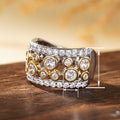Round Combination Ring For Women, Two Tone Inlaid Zircon Light Luxury Fashion Jewelry view 4