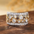 Round Combination Ring For Women, Two Tone Inlaid Zircon Light Luxury Fashion Jewelry view 2