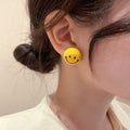 Metal Silver Needle Enamel Geometric Round Pendant Drop Earrings For Women Fresh Style view 4