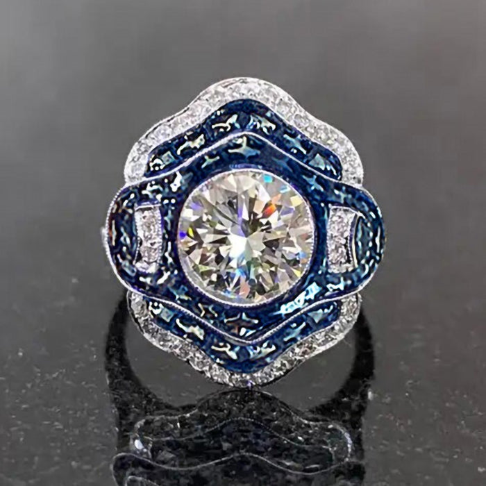 Korean Style Women's Elegant Ring With Oil Painted Camellia Flower Detail Fashion Jewelry