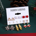 Elegant Christmas Bell Santa Tree Bow Light Enamel Pearl Rhinestone Alloy Drop Stud Hoop Set Earrings view 2