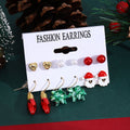 Elegant Christmas Bell Santa Tree Bow Light Enamel Pearl Rhinestone Alloy Drop Stud Hoop Set Earrings view 4