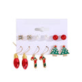 Elegant Christmas Bell Santa Tree Bow Light Enamel Pearl Rhinestone Alloy Drop Stud Hoop Set Earrings view 5