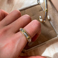 Vintage Copper Oval Textured Open Ring French Court Style Light Luxury Index Finger Jewelry view 1