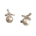 Korean Light Luxury Faux Pearl Zircon Bow Stud Earrings Elegant Minimalist Fashion Jewelry view 5