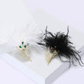 Copper Zircon Feather Brooch Pin For Elegant Women Apparel Decor view 3