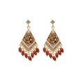 Maillard Style Rhombus Crystal Tassel Drop Earrings With Silver Pins And Sparkling Rhinestone Inlay view 5