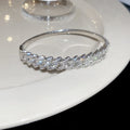 18K Gold Plated Copper Open Heart Bangle With Sparkling Zircon Light Luxury Women's Jewelry view 4