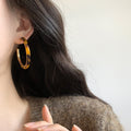 Maillard Style Resin C Shape Stud Earrings With Silver Pins, Geometric Round Designer Ear Jewelry view 3