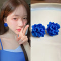 Fresh Floral Resin Stud Earrings With Silver Pins, Niche Designer Women's Ear Jewelry view 1