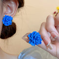 Fresh Floral Resin Stud Earrings With Silver Pins, Niche Designer Women's Ear Jewelry view 3