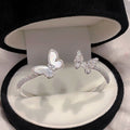 Light Luxury Sparkling Zircon Mother Of Pearl Butterfly Open Bangle Bracelet For Women view 4