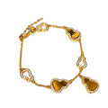18K Gold Plated Copper Zircon Gourd Tiger Eye Adjustable Vintage Bracelet For Women view 5