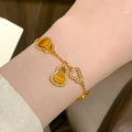 18K Gold Plated Copper Zircon Gourd Tiger Eye Adjustable Vintage Bracelet For Women view 2