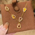 18K Gold Plated Copper Zircon Gourd Tiger Eye Adjustable Vintage Bracelet For Women view 1