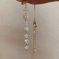 18K Gold Plated Copper Zircon Square Flower Adjustable Bangle Light Luxury Bracelet view 3