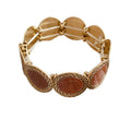 European American Leopard Print Leather Alloy Oval Geometric Elastic Rope Bangle view 5