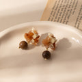 Vintage Chinese Style Gradient Acrylic Flower Studs With Wooden Bead Drop Elegant Fashion Pendant Earrings view 2