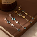 Elegant French Palace Round Zircon Studs With Crystal Chain Tassel Luxury Silver Needle Earrings view 2