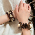 Vintage Bohemian Coconut Shell Wood Bead Round Elastic Bangle For Women view 3