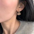 Faux Pearl Rhinestone Geometric Flower Stud Earrings for Women Light Luxury Vintage Jewelry view 2