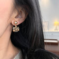 Faux Pearl Rhinestone Geometric Flower Stud Earrings for Women Light Luxury Vintage Jewelry view 4