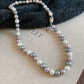 French Style Faux Pearl Colorblock Round Beaded Necklace Elegant Light Luxury Choker view 2