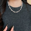French Style Faux Pearl Colorblock Round Beaded Necklace Elegant Light Luxury Choker view 3