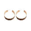 Vintage Leopard Print Leather Oval Layered Hollow Pendant Drop Earrings Maillard Style view 5