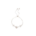 Light Luxury Copper Zircon Flower Heart Hollow Pendant Bangle Bracelet For Women view 5