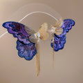 Light Luxury Faux Pearl Zircon Embroidered Butterfly Asymmetric Tassel Drop Earrings view 2