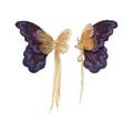 Light Luxury Faux Pearl Zircon Embroidered Butterfly Asymmetric Tassel Drop Earrings view 5