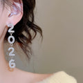 Light Luxury Alloy Rhinestone 2026 Number Tassel Drop Earrings For Women view 4